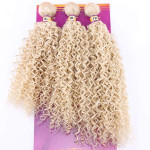 REYNA Blonde #613 Afro Curly Hair Weave Extensions High Temperature Synthetic Hair 16 18 20 Inches Mixed 3 Bundles