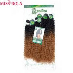 Miss Rola Synthetic Curly Hair Extensions Ombre Hair Bundles Hair Weaves T1B/BUG 18"-22'' 6pcs/Pack 200G With Free Closure